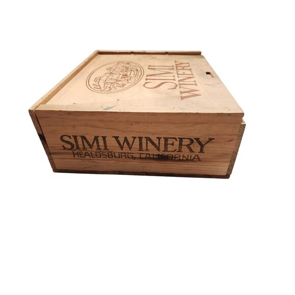Vintage Simi Winery Wooden Box With Sliding Lid & Dividers - Picture 7 of 9